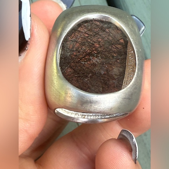 Silver and Black Quartz Gemstone Ring - Picture 12 of 16